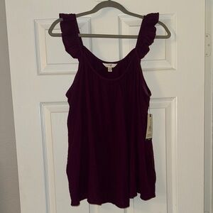 Terra & Sky Women's Plum Ruffle Tank Top